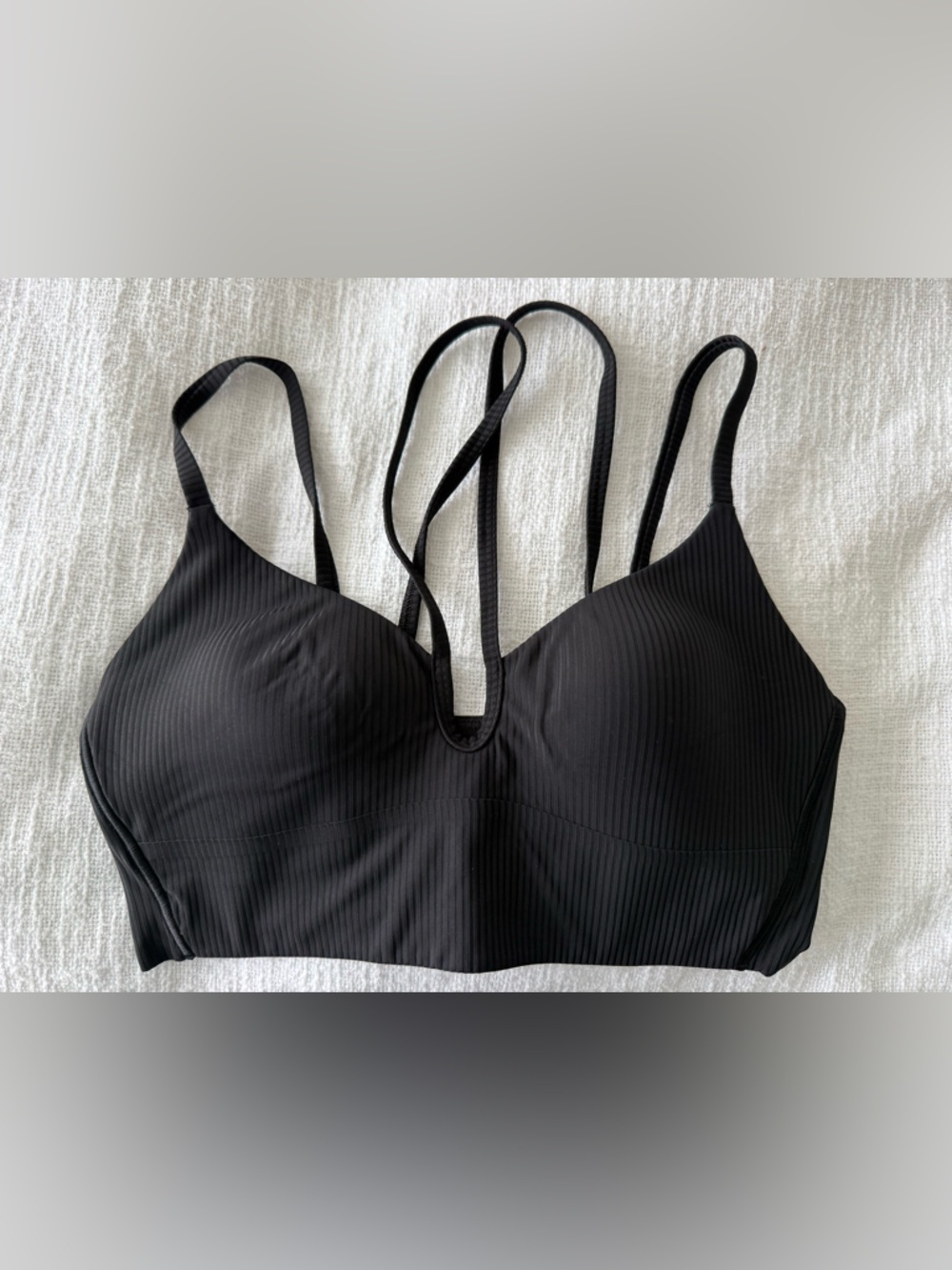 Lululemon Like a Cloud Strappy Longline Black Ribbed Bra